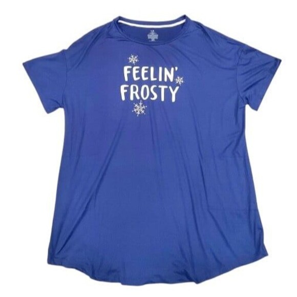 Feelin’ Frosty Women’s Short Sleeve Night Shirt- Size: 2X-3X - Picture 1 of 5